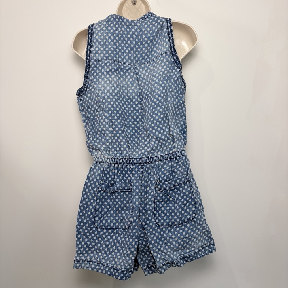 Anthropologie Hei Hei Romper Sz Small Dottie Chambray 100% Linen Cottage Summer - Picture 2 of 8